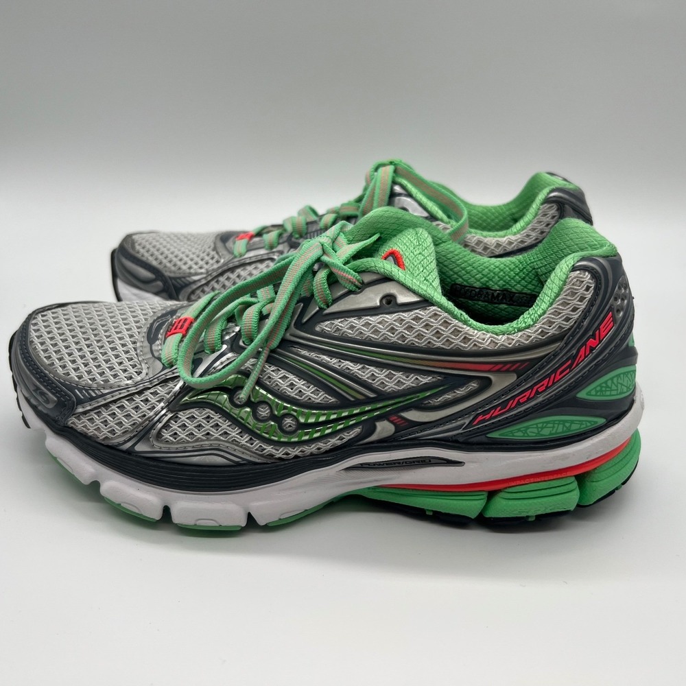 Saucony Hurricane 16 Womens Running Shoes Silver Green Pink 10225-1 Size 5.5